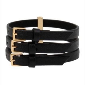 ALLSAINTS Leather Three Row Buckle Bracelet